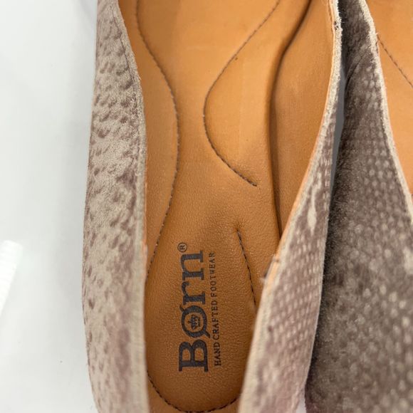 Born Women's Adour Flats Size 7.5 Ballet Shoe Brown Tan Leather Snakeskin Comfy - Picture 10 of 14